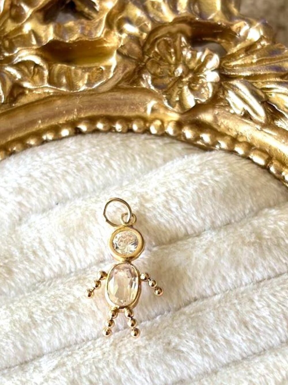 Vintage 14K Yellow Gold Birthstone Boy Charm (Cubic Zirconia / April) - Picture 2 of 5